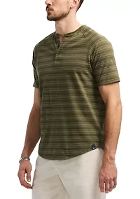 Men's Short Sleeve Striped Henley Top