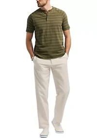 Men's Short Sleeve Striped Henley Top