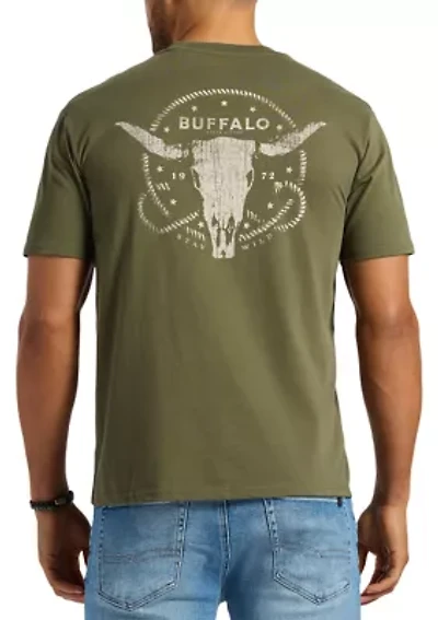 Men's Toftlund Graphic T-Shirt with Bull Skull Motif on the Back