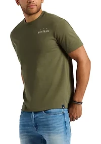 Men's Toftlund Graphic T-Shirt with Bull Skull Motif on the Back