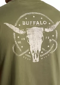 Men's Toftlund Graphic T-Shirt with Bull Skull Motif on the Back