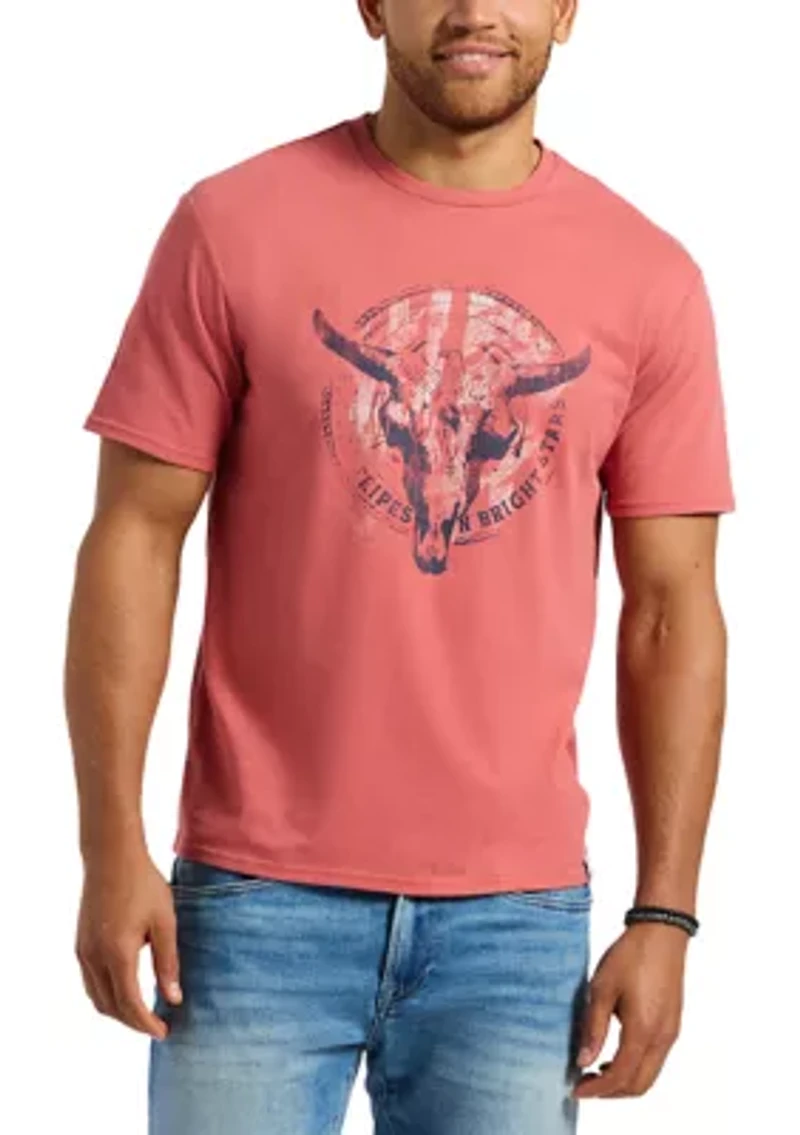 Men's Tarz Graphic T-Shirt with Bull Skull Motif
