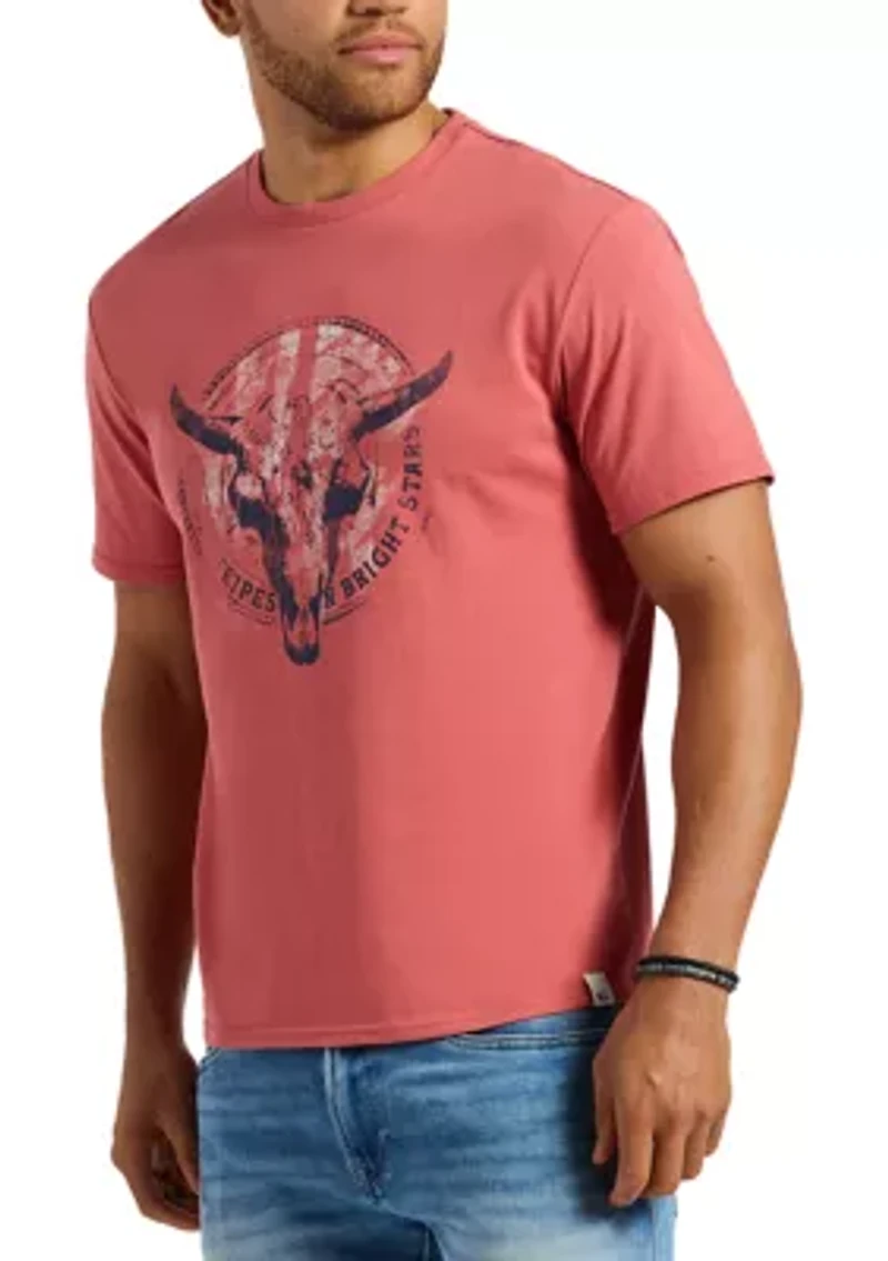 Men's Tarz Graphic T-Shirt with Bull Skull Motif