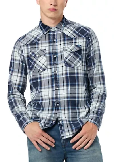 Men's Sierra Long-Sleeve Plaid Shirt, Midnight Blue