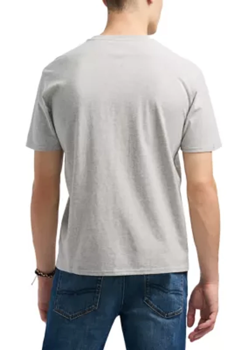 Men's Tavis Graphic T-Shirt with Curveballs 'n Old Ones Print, Heather Grey