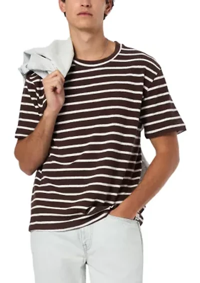 Men's Kosta Short-Sleeve Crewneck Striped Top, Milk
