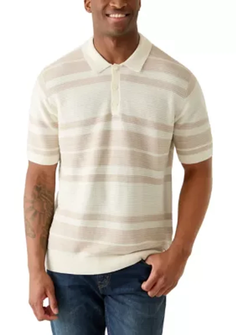 Men's Short Sleeve Sweater Polo Shirt