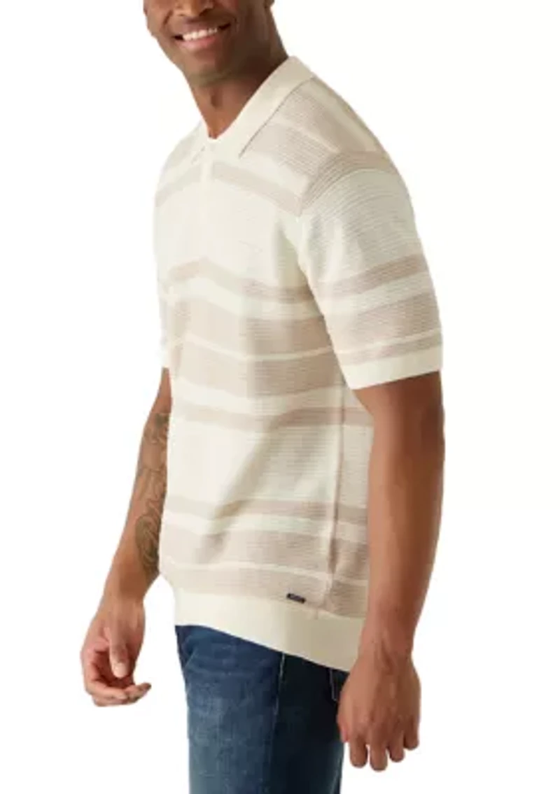 Men's Short Sleeve Sweater Polo Shirt