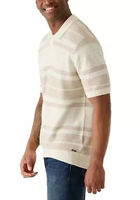 Men's Short Sleeve Sweater Polo Shirt