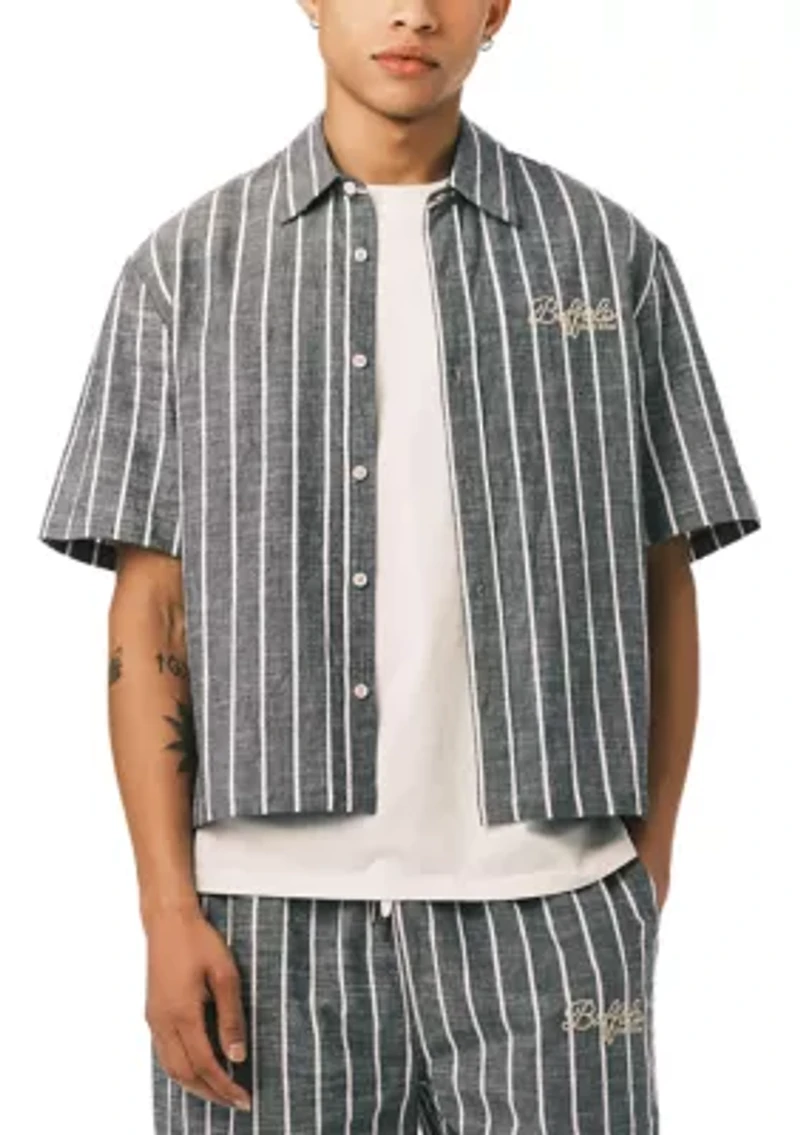 Men’s Short Sleeve Striped Boxy Cropped Shirt