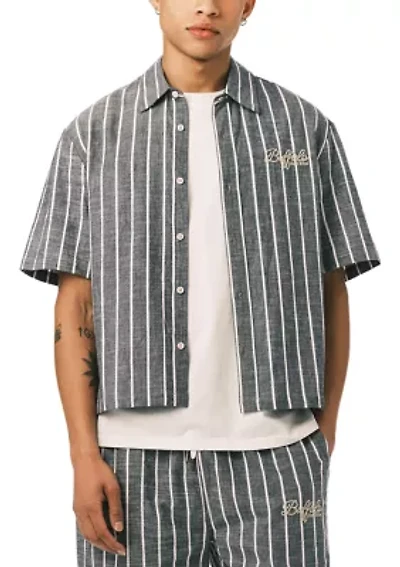 Men’s Short Sleeve Striped Boxy Cropped Shirt