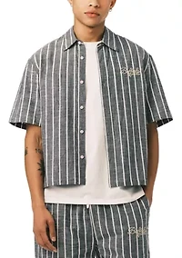 Men’s Short Sleeve Striped Boxy Cropped Shirt