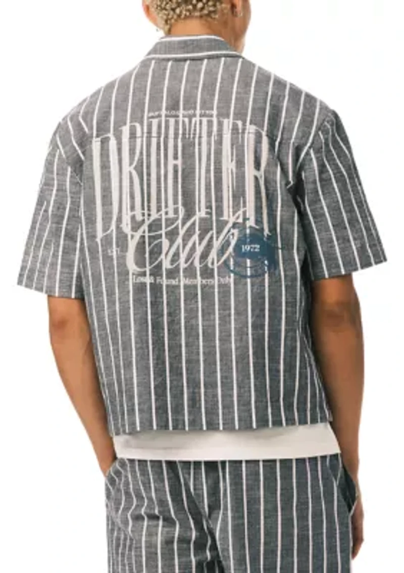 Men’s Short Sleeve Striped Boxy Cropped Shirt