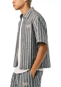 Men’s Short Sleeve Striped Boxy Cropped Shirt