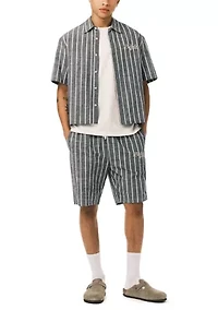 Men’s Short Sleeve Striped Boxy Cropped Shirt