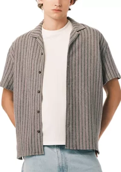 Men’s Short Sleeve Textured Stripe Boxy Knit Shirt