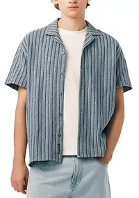 Men’s Short Sleeve Textured Stripe Boxy Knit Shirt