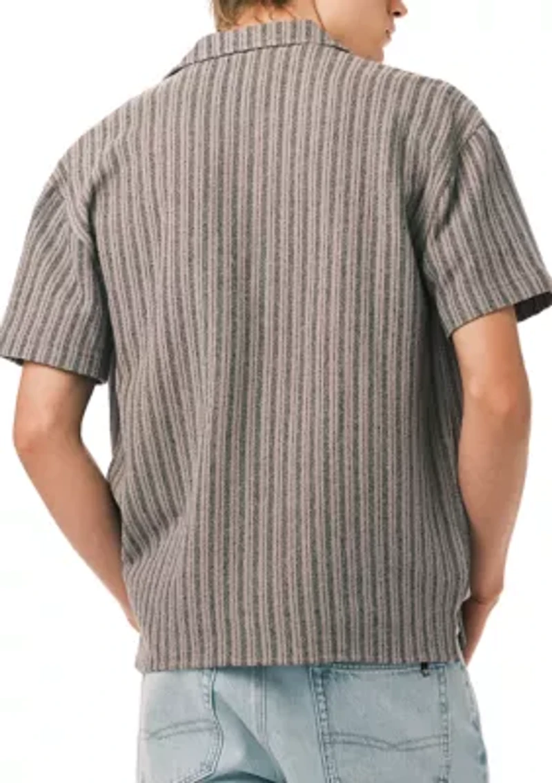 Men’s Short Sleeve Textured Stripe Boxy Knit Shirt