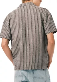 Men’s Short Sleeve Textured Stripe Boxy Knit Shirt