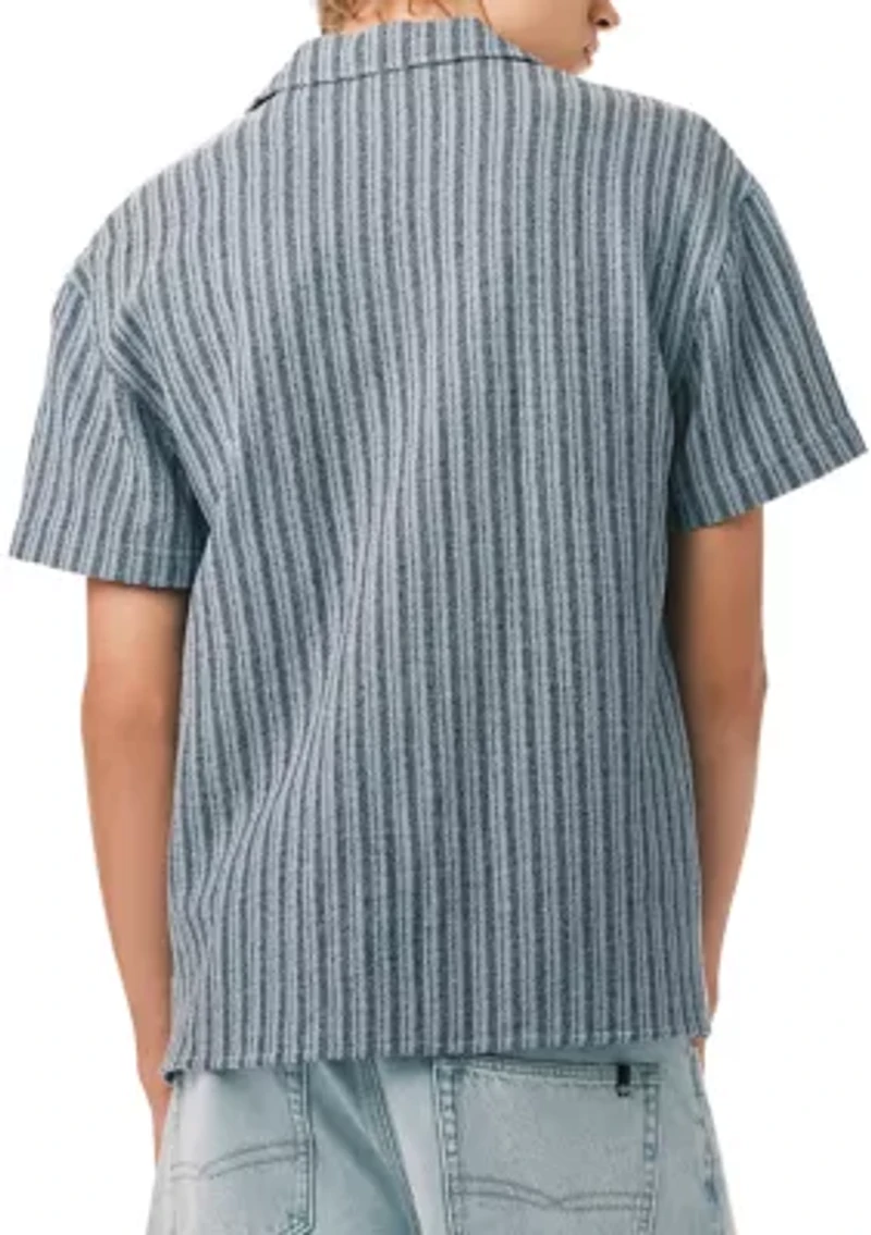 Men’s Short Sleeve Textured Stripe Boxy Knit Shirt