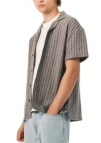 Men’s Short Sleeve Textured Stripe Boxy Knit Shirt