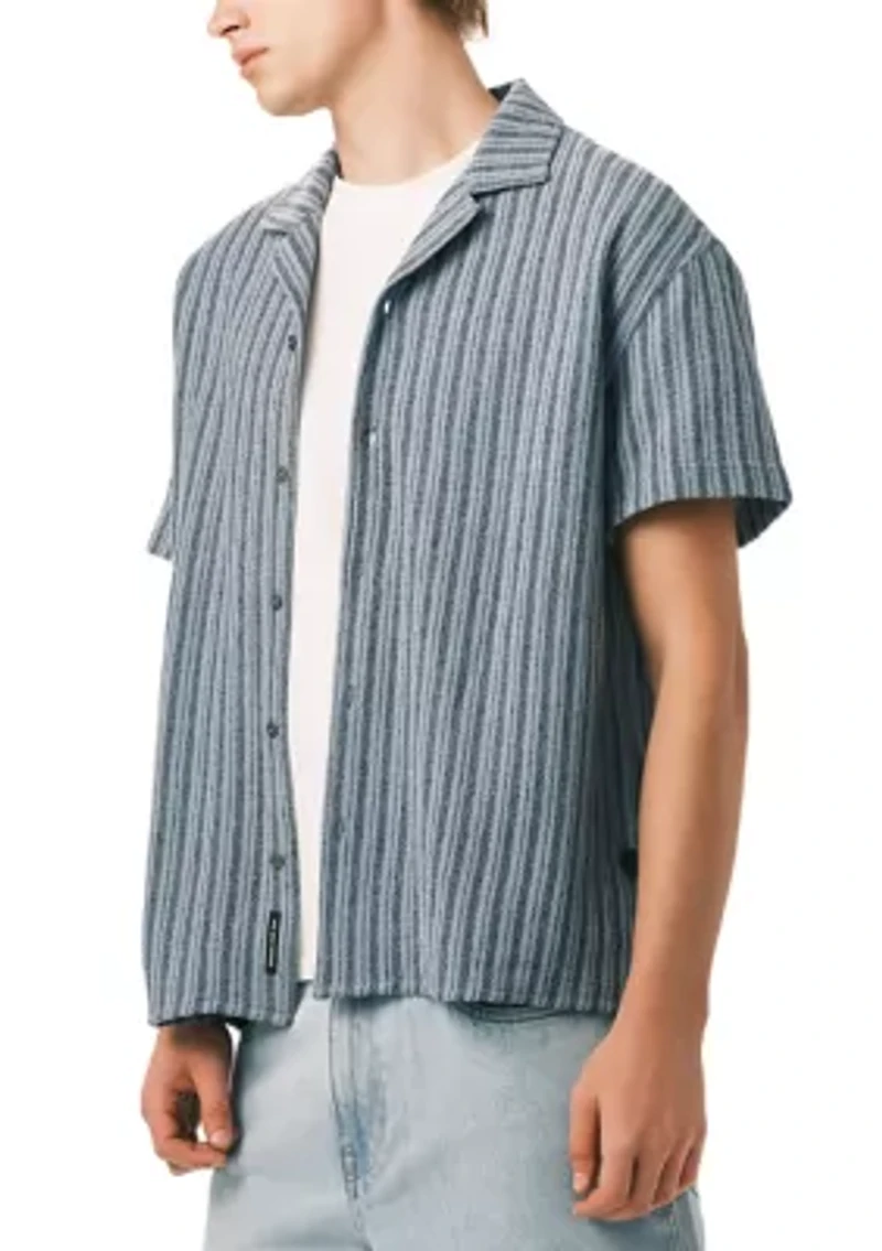 Men’s Short Sleeve Textured Stripe Boxy Knit Shirt