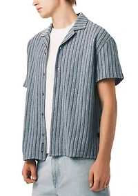 Men’s Short Sleeve Textured Stripe Boxy Knit Shirt