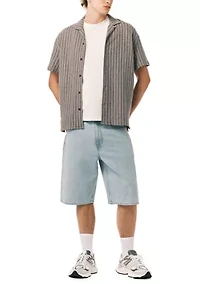 Men’s Short Sleeve Textured Stripe Boxy Knit Shirt