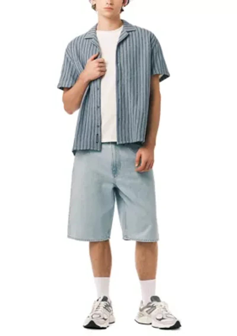 Men’s Short Sleeve Textured Stripe Boxy Knit Shirt