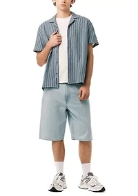 Men’s Short Sleeve Textured Stripe Boxy Knit Shirt