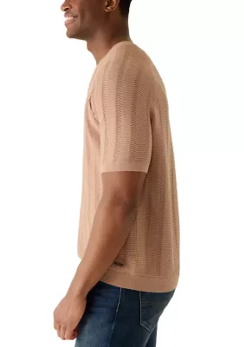Men’s Short Sleeve Sweater T-Shirt