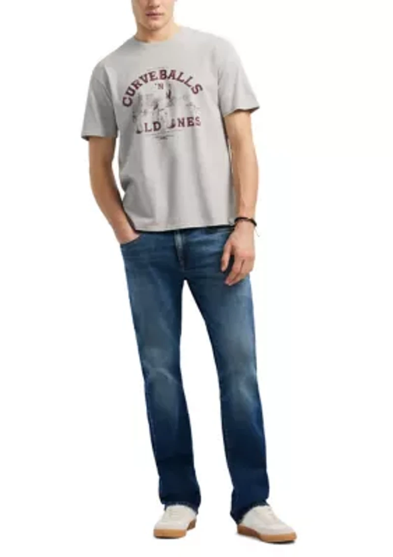 Relaxed Straight Driven Men's Jeans, Indigo Sanded