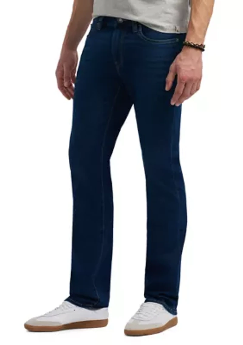 Men's Straight Six Jeans, Authentic Worked Indigo