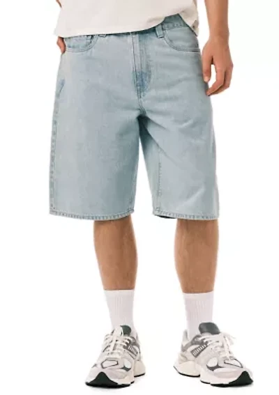Men's Wide Leg Bleached Out Denim Shorts