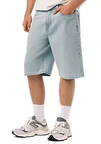 Men's Wide Leg Bleached Out Denim Shorts