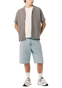 Men's Wide Leg Bleached Out Denim Shorts