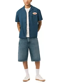 Men's Wide Leg Denim Shorts