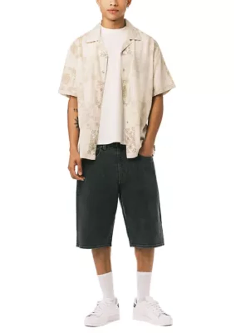 Men's Wide Leg Denim Shorts