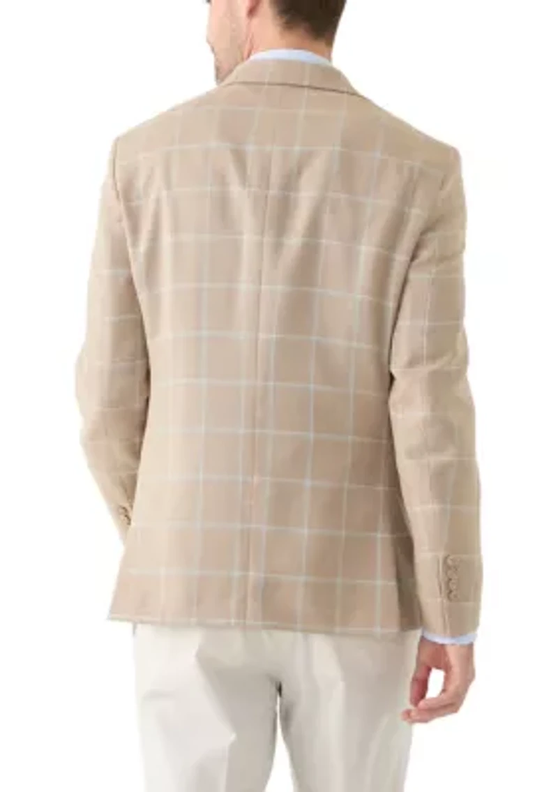 Men's Tan Windowpane Suit Jacket