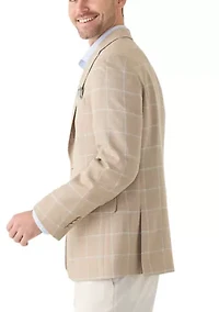 Men's Tan Windowpane Suit Jacket
