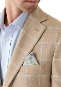 Men's Tan Windowpane Suit Jacket