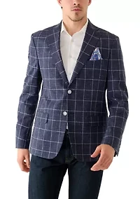 Men's Single Breasted Two Button Windowpane Blazer