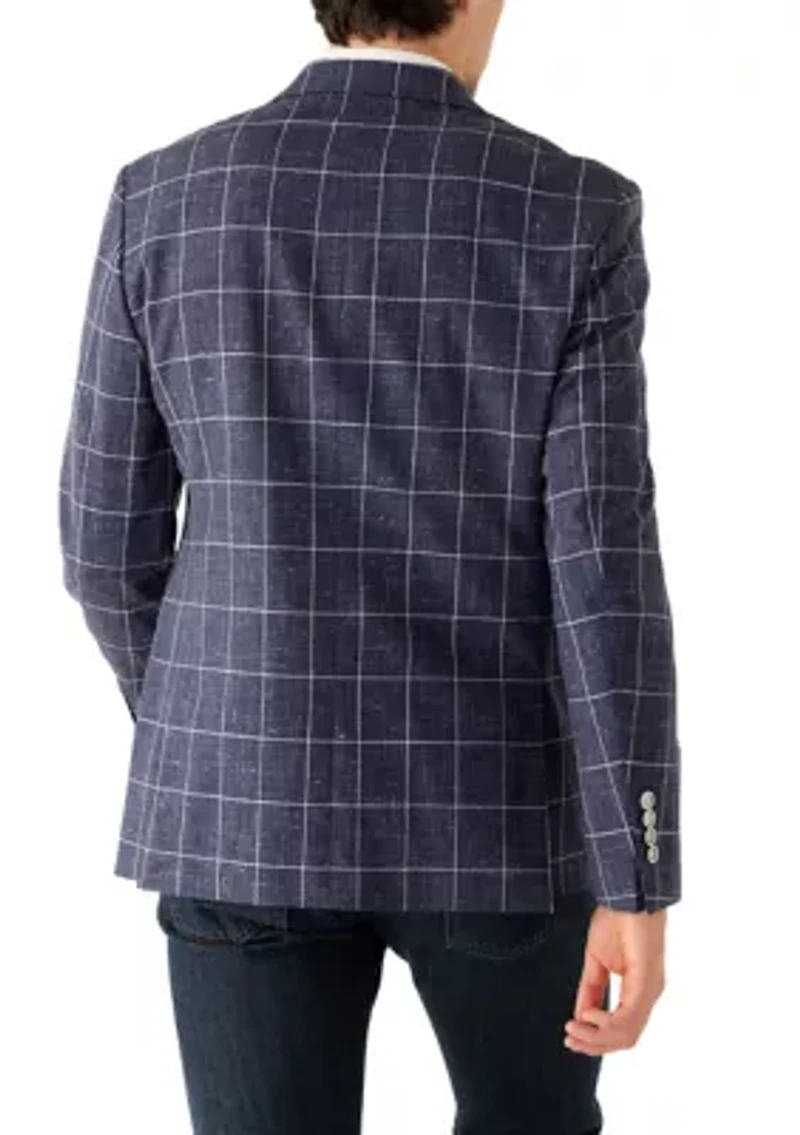 Men's Single Breasted Two Button Windowpane Blazer