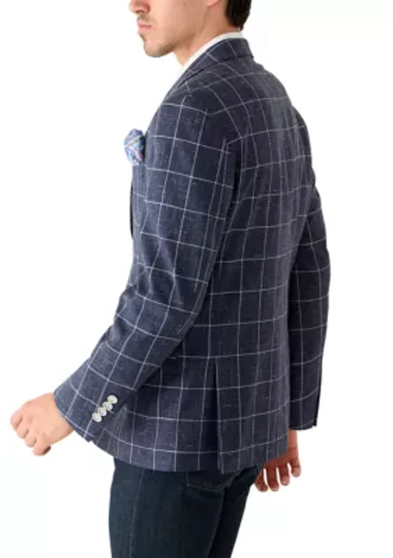 Men's Single Breasted Two Button Windowpane Blazer