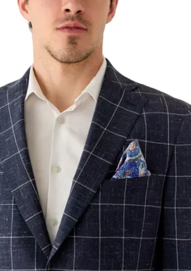 Men's Single Breasted Two Button Windowpane Blazer