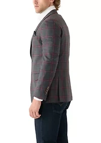 Men's Gray Burgundy Windowpane Sportcoat