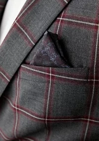 Men's Gray Burgundy Windowpane Sportcoat