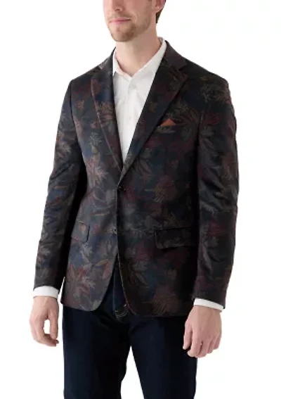 Men's Leaf Printed Velvet Sportcoat