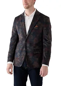Men's Leaf Printed Velvet Sportcoat