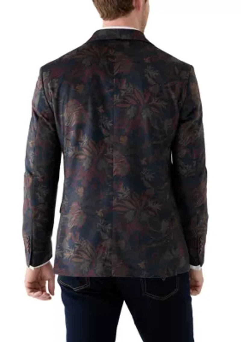 Men's Leaf Printed Velvet Sportcoat